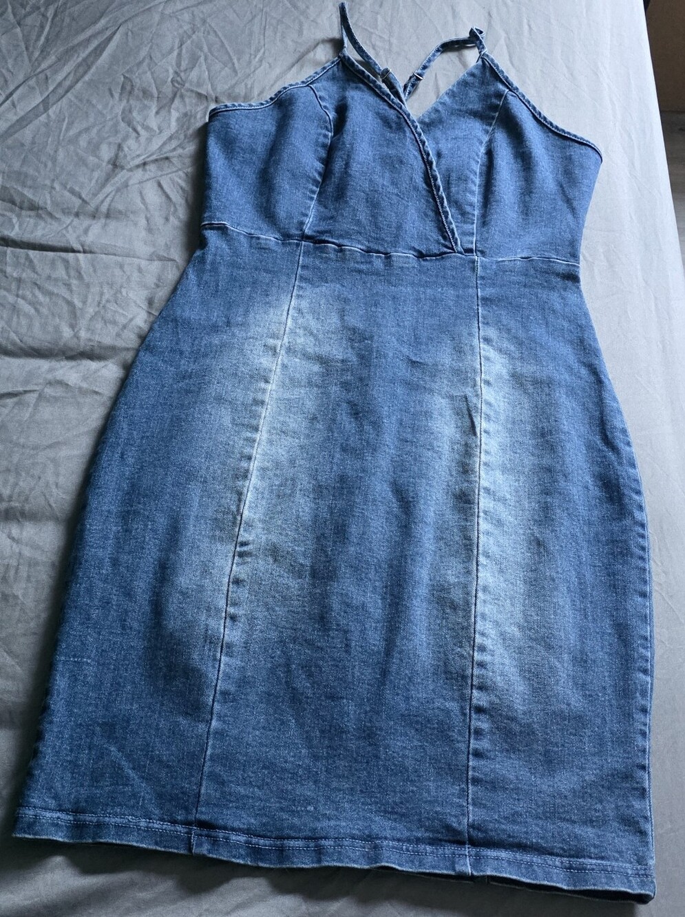 Active USA Faded Blue Denim Mini Dress